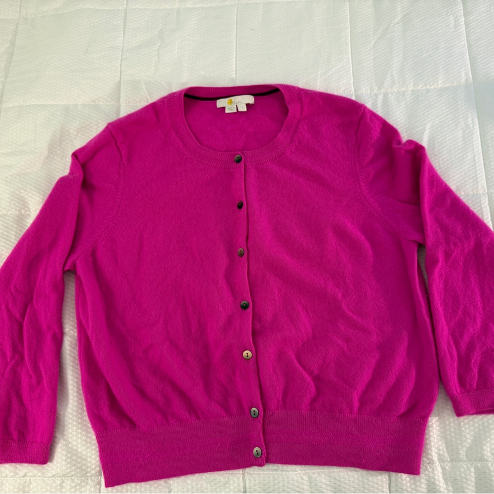 Cashmere Cropped Fuchsia Cardigan by Boden